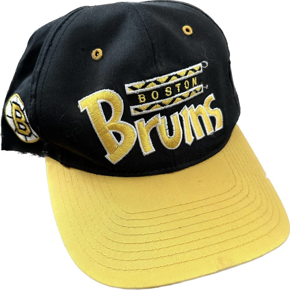 Vintage 90s Annco Boston Bruins NHL Spellout Snapback Hat Cap VTG